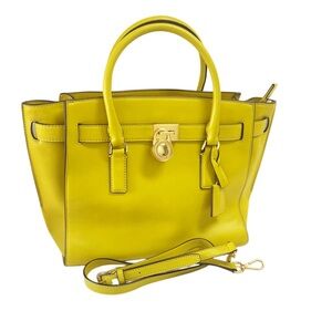 MICHAEL KORS Hamilton Yellow/Lime Green Satchel Bag Leather New Without Tags!